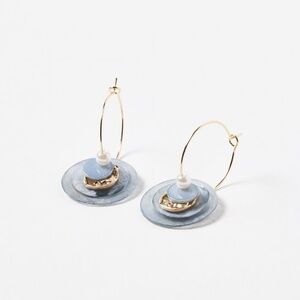 Oliver Bonas Eden Shell Discs & Faux Pearl Hoop Earrings